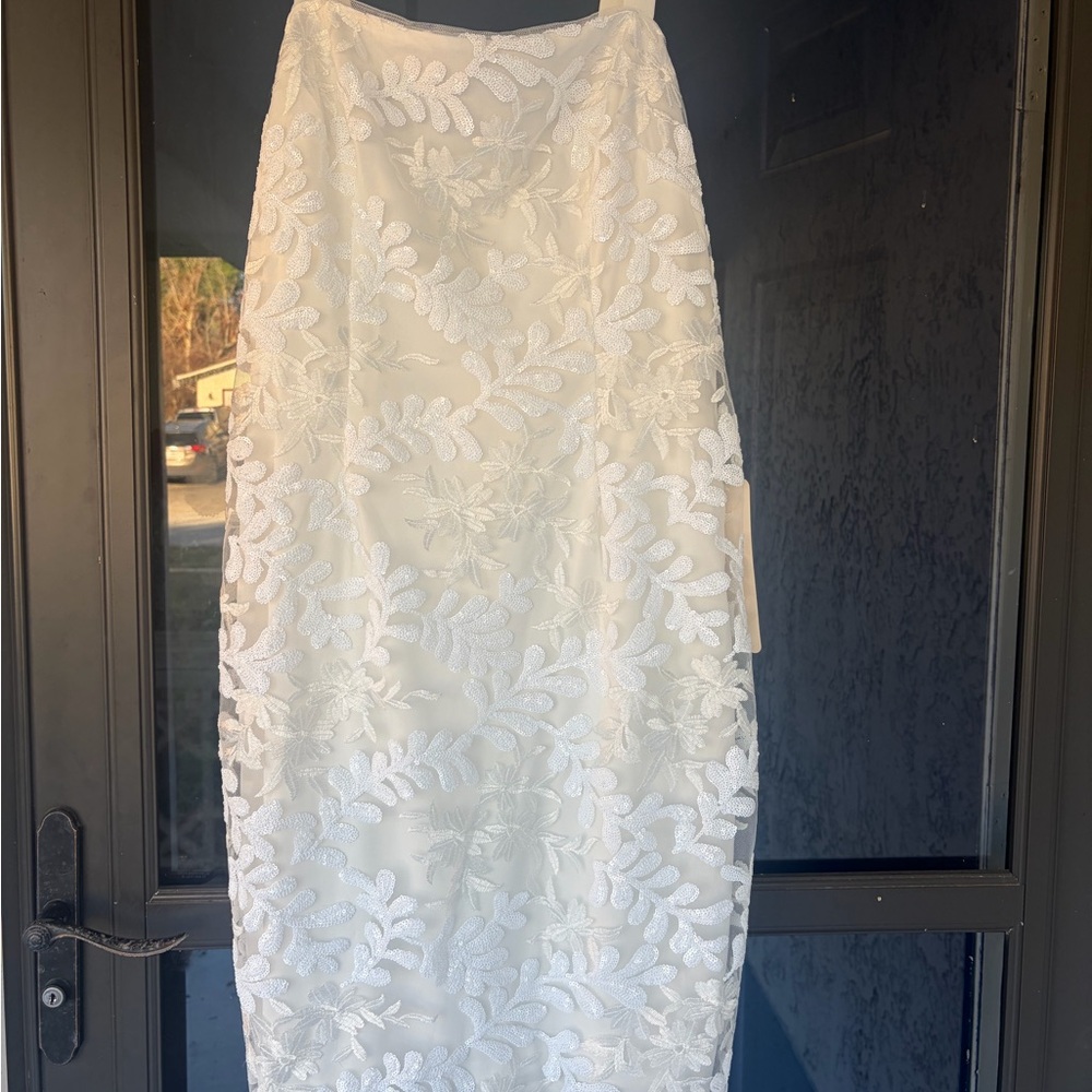 Adrianna Pappell White sequin Lace Square-Neck Sheath Dress - Picture 4 of 4